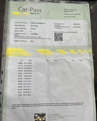 Seat Leon cena 17800 przebieg: 98130, rok produkcji 2012 z Jarosław małe 154